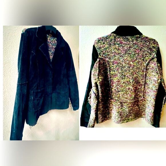 ANTHROPOLOGIE “ONE GIRL WHO….” MIXED MEDIA BLAZER FIT SWEATER/JACKET SIZE L - Picture 1 of 8